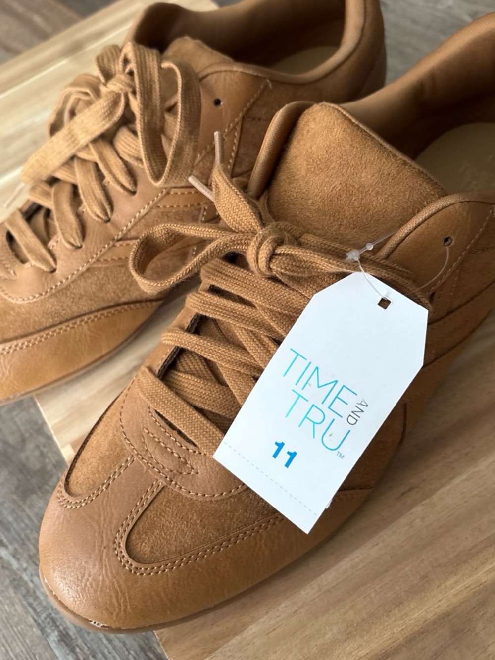 Time and Tru Men's Tan Suede-Style Lace-Up Sneakers